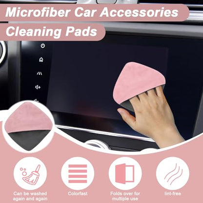 BFXM Car Screen Cleaner, 4.1''×4.1'' Microfiber Dashboard Wipes, Square Microfiber Cloth, Automotive Display Wipes,Vehicle Screen Cleaner Tool for Dashboard Display, Car Interior Tool (Pink)