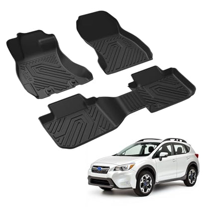 LASFIT Floor Mats for Subaru Crosstrek 2016-2017/XV Crosstrek 2013-2015/Impreza 2012-2016/WRX 2015-2021,Custom Fit TPE All Weather Floor Liners 1st & 2nd Row for Subaru Car Mats, Black - size: 4)For Subaru Crosstrek | 2013-2017