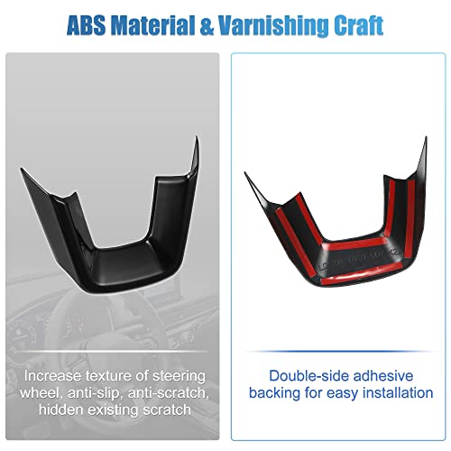 X AUTOHAUX for Honda Civic 11th Gen 2022 Steering Wheel Cover Trim Center Consoles U Type Frame Trim Decor for Sedan Hatchback LX EX EX-L Sport Touring ABS Sweat-proof Bright Black