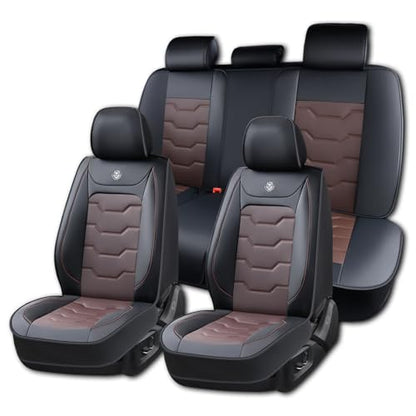 2007-2025 Car Seat Cover for Nissan Sentra, Car Seat Covers, Waterproof PU Leather, 5 Seats Full Set, Easy to Clean and Install, Wear Resistance, Protect and Upgrade Seats - color: Lite_Coffee