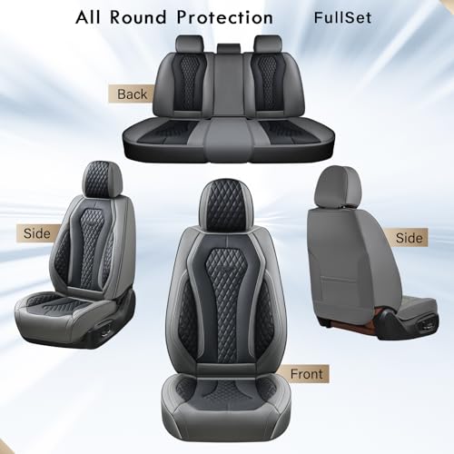 Coverado Car Seat Covers Full Set, Black Seat Covers, Automotive Car Seat Cover, Car Seat Cushion, Car Seat Covers Front Seats Back Seat Covers, Car Seat Protector Universal Fit Most Cars - color: Gray/Black, size: FullSet
