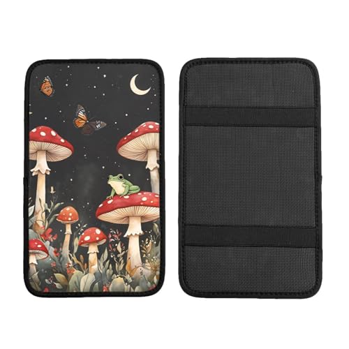 Universal Car Center Console Cushion Pad, Frog Red Mushroom Soft Waterproof Car Center Console Cover Auto Armrest Seat Box Cover Protector for Most Vehicle SUV Truck Car - color: Frog Red Mushroom