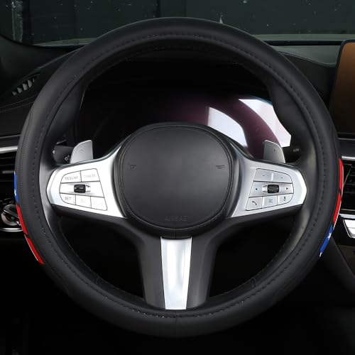 Microfiber Leather Steering Wheel Covers Compatible with Toyota 4Runner Tacoma Tundra Highlander Non-Slip, Breathable 15-16.5 inch - American Flag - color: color-02-flag-a