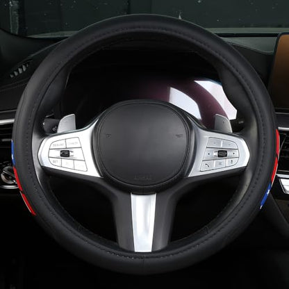 Microfiber Leather Steering Wheel Covers Compatible with Toyota 4Runner Tacoma Tundra Highlander Non-Slip, Breathable 15-16.5 inch - American Flag - color: color-02-flag-a
