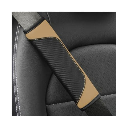 2PCS Car Seat Belt Cover, Carbon Fiber Seatbelt Shoulder Protection, Soft Car Seat Belt Strap Cushion Protect Your Neck and Shoulder, Car Accessories Seat Belt Pad for Car Truck (Beige) - color: Beige