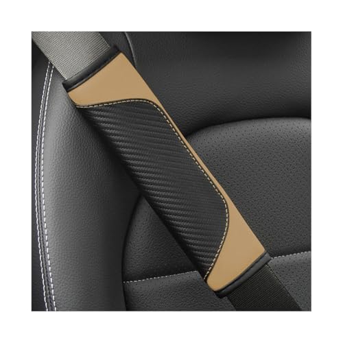 2PCS Car Seat Belt Cover, Carbon Fiber Seatbelt Shoulder Protection, Soft Car Seat Belt Strap Cushion Protect Your Neck and Shoulder, Car Accessories Seat Belt Pad for Car Truck (Beige) - color: Beige