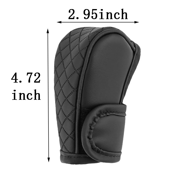 Gear Shift Knob Cover PU Leather Car Stick Shift Knob Cover Universal Fit for Most Cars, Non-Slip Gear Shifter Protector, Stylish Gear Shift Hoodie (Black) - color: Black