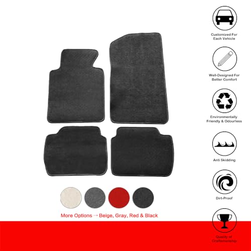 Floor Mats Compatible with BMW E46 3-Series 1999-2005, M3 Coupe 2001-2006, Front & Rear Gray/Grey 4PC Nylon Car Floor Carpets Carpet Liner by IKON MOTORSPORTS