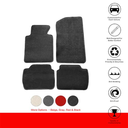 Floor Mats Compatible with BMW E46 3-Series 1999-2005, M3 Coupe 2001-2006, Front & Rear Gray/Grey 4PC Nylon Car Floor Carpets Carpet Liner by IKON MOTORSPORTS