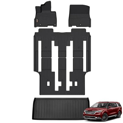 Binmotor-Floor Mats & Cargo Liner Set for 2022-2026 Kia Carnival LXS丨EX丨SX丨SX Dark Edition丨LX with Seat Package, 8 Passenger, All Weather Car Mats Accessories (Not for Prestige/Hybrid) - style: 2) Car Mats for Kia Carnival 8 Seats (2020-2026)