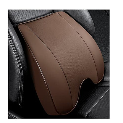 Memory Foam PU Leather Lumbar Pillow - Car Middle/Lower Back Support Pillow - Suitable for Car Seats, Office Chairs, Recliners, etc. (Brown) - color: Brown