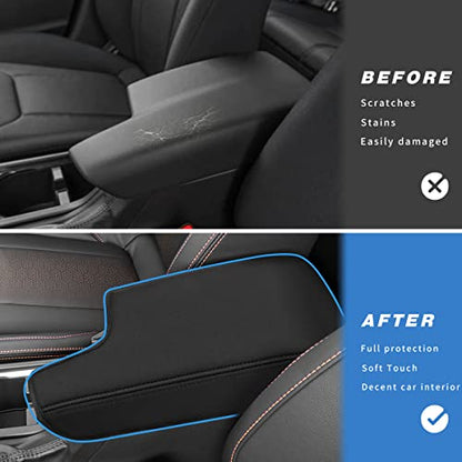 INTGET Car Center Console Armrest Cover for 2021 2022 2023 Subaru Crosstrek 2018 2019 2020/Impreza Accessories 2017-2023 Leather Arm Rest Box Lid Middle Console Cover Seat Protector(Neoprene) - color: Black with neoprene