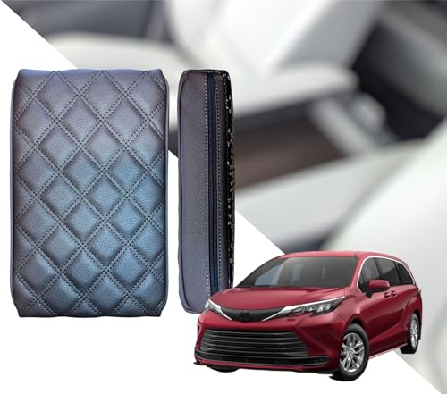 EMZ Leather Center Console Armrest Cushion Pad Accessories for Toyota Sienna 2021 2022 2023 2024 2025 (Brown) - color: Brown