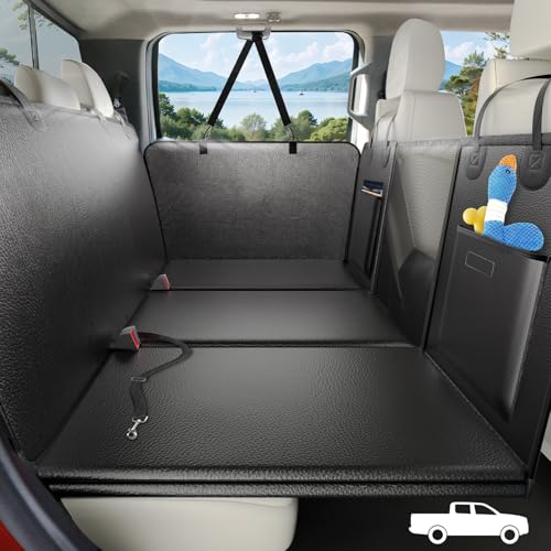 Back Seat Extender for Dogs Truck-Large Space, Hard Bottom PU Leather Dog Pet Seat Cover Back Seat, Anti-Scratch Dog Hammock for Crew Cab Trucks F150, RAM1500, Sierra, Tundra, Silverado - color: All Black, size: XL - For Full Size Truck / Full Size SUV