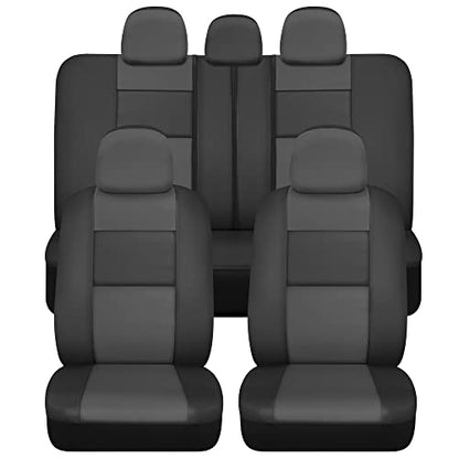 BDk Faux Leather Car Seat Cover Full Set - Front & Rear Split Bench Charcoal Seat Covers For SUV & Truck Seat Covers, Airbag Compatible - Protective Seat Covers for Car Seats & Car Accessories - color: Charcoal