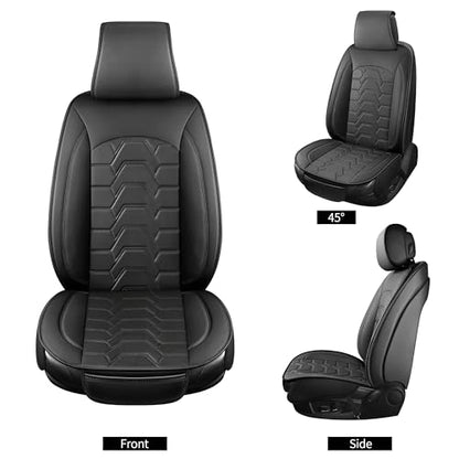 Leather car Seat Covers Breathable Car Seat Protector Front seat Covers Universal Fit for 95% Car Truck SUV Van Vehicles （Black，2PCS） - color: Black