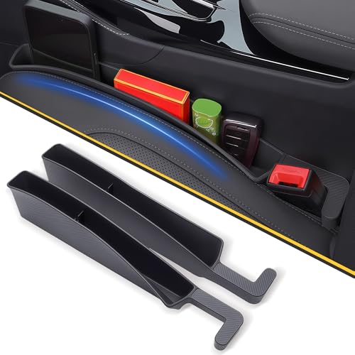 2PCS Universal Car Seat Gap Filler, Durable & Easy Install, No-Drop Seat Side Gap Seam Filler Organizer to Fill the Gap Space Between the Console and Seats, with Phone Holder for Car, SUV, Truck
