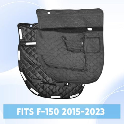 Dog Car Door Protector Compatible with Ford F-150 2015 2016-2021 2022 2023 Thickening Pet Vehicle Door Guard Cover with Storage Pocket Anti-Scratch Nonslip Machine Washable Black (2 Pack) - size: F-150 2015-2023