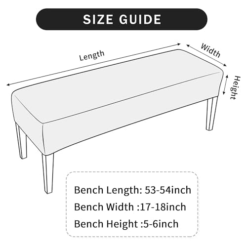FORCHEER Dining Bench Cover Stretch Waterproof Black Dining Room Bench Table Seat Cover 54x18 Washable Non-Slip (Waterproof Jacquard Fabric-Black) - color: Waterproof Jacquard Fabric-black
