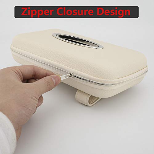 Car Tissue Holder - Sun Visor Napkin Holder, PU Leather Backseat Tissue Case for Vehicle (Beige) - color: Beige