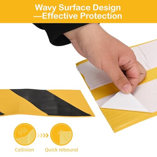 196.9" Foam Wall & Corner Guards 7.9" W High-Visibility Edge Bumper Guard, Self-Adhesive Wall Rubber Padding for Car Door Protection Parking Warehouse Home-Yellow Black