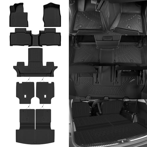Custom Fit Floor Mats for Ford Explorer (6 Seats) 2020-2025 2026, All Weather TPE Floor Liners with Trunk Mat & Backrest Protectors & Door Sill Guard, Odorless Full Set Interior Accessories - size: 5)Explorer 6 Seats|2020-2026