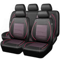 CAR PASS Piping PU Leather Car Seat Cover Full Set,Inside Zipper Design and Reserved Opening Holes，Airbag Compatible,Universal FIT for Car, SUVs,Van,Trucks（Full Set, Black & Pink） - color: Black and Pink