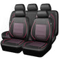 CAR PASS Piping PU Leather Car Seat Cover Full Set,Inside Zipper Design and Reserved Opening Holes，Airbag Compatible,Universal FIT for Car, SUVs,Van,Trucks（Full Set, Black & Pink） - color: Black and Pink