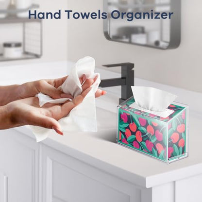 Acrylic Hand Towel Box Cover Compatible with Kleenex Disposable Hand Towels Wall-Mounted Paper Towel Dispenser Suitable for Tabletop, Bathroom, Car, and Office Use Valentine's Day Gifts (Clear) - color: Clear