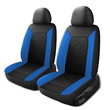 HChengkikz Car Seat Covers, Breathable and Waterproof Seat Covers, Luxury PU Universal Fit Automotive Airbag Compatible for Cars Sedans SUV and Truck (2 Pieces, Front Seat, Black + Blue) - color: N1 Black Blue, size: Front Seat