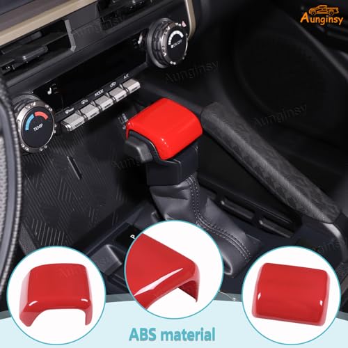 Aunginsy Car Gear Shifter Hand Brake Trim Cover Compatible with Toyota Tacoma 2026 2025 2024 & 4Runner 2026 2025, Automatic Center Console Gear Shift Head Knob Scratch Protector Cover ABS Accessories - color: Red(A)