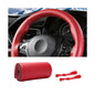 Genuine Leather Car Steering Wheel Cover, DIY Sewing Stitch on Wrap Auto Wheel Cover with Needle Thread, Breathable Anti-Slip Vehicle Steering Stitching Protector, Universal Fit (Red/Glossy) - color: Red/Glossy