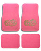 Universal Fit Pink Car Carpet Floor Mats Queen Crystal Bling Rhinestone-Studded Front Rear 4 Piece Full Set (Queen Gold-Pink) - color: Queen Gold-Pink