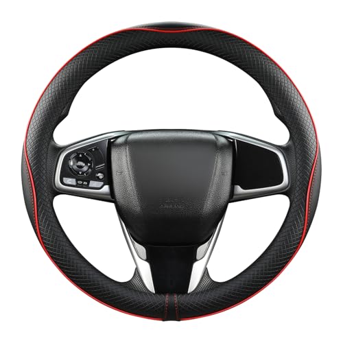 West Llama Microfiber Leather Car Steering Wheel Cover for Honda Accord Civic CR-V HR-V Pilot Fit Passport Odyssey,Sport Style,14.5-15 inch (Black+Red Line-Standrad Size) - color: A-Black+Red Line, size: Standard Size (14½''-15'')