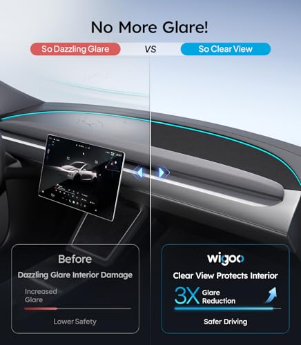 Wigoo 2026 New Model Y Juniper Accessories Dashboard Cover [Anti-Glare and Sun Protection] Suede Dash Mat for New Model Y Juniper(2025-2026), Model Y Juniper Accessories (Black)