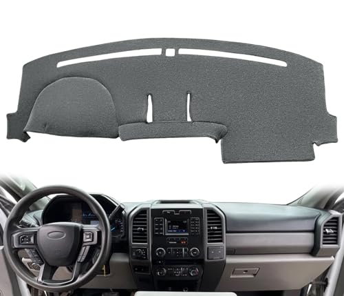 Yiz Dash Cover Mat Custom Fit for Ford F150 F250 F350 F450 Superduty Expedition with Light Sensor,Dashboard Pad Carpet w/o Forward Collision Alert(Dark Gray) J19 - color: Gray