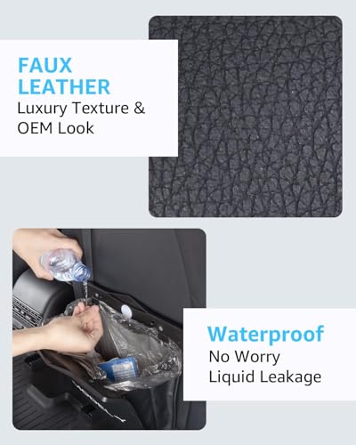 Trash Can for Tesla Model Y 2020-2026 Garbage Bag [Strong Magnetic Buckle] with LED Light 1PCS Backseat Hanging Garbage Bin Waterproof Faux Leather Model Y Interior Accessories 2.5 Gallons - size: Model Y