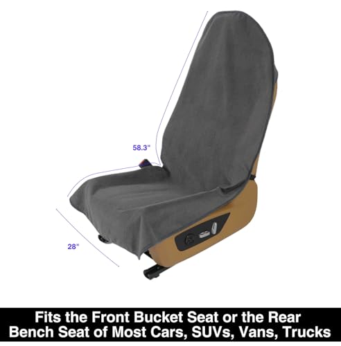 Waterproof Towel Car Seat Cover, Sweatproof Non-Slip Seat Protector, Universal Fit for Front Bucket or Rear Bench Seat of Cars, SUVs, Vans, Trucks, Compatible with Airbags and Armrests (Gray, 2 Pack) - color: Gray, 2 Pack