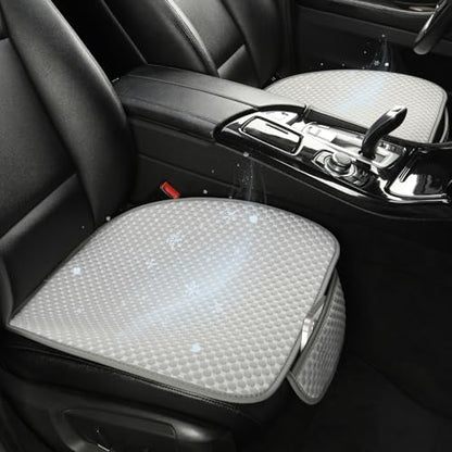 Ice Silk Front Car Seat Cover Protector Anti-Slip Bottom Seat Cover Fits 95% of Vehicles,Wrapping Around The Bottom,(Gray-2Pcs)