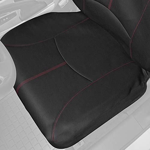 Motor Trend SpillGuard Waterproof Car Seat Covers, Front and Rear Full Set (Red Stitch) – Neoprene Seat Protectors with Extended Bench Side Coverage for Auto, Truck, Van, and SUV - color: Red Stitching