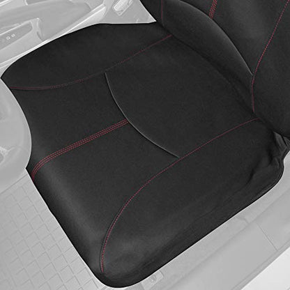 Motor Trend SpillGuard Waterproof Car Seat Covers, Front and Rear Full Set (Red Stitch) – Neoprene Seat Protectors with Extended Bench Side Coverage for Auto, Truck, Van, and SUV - color: Red Stitching