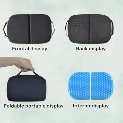 Gel Seat Cushion, Foldable Seat Cushion Comfortable Travel Seat Cushions Soft Breathable for Chair, Car, Plane Outdoor Activities, Stadium, Picnic, Hiking, Mountaineering Relief Sciatica Pain