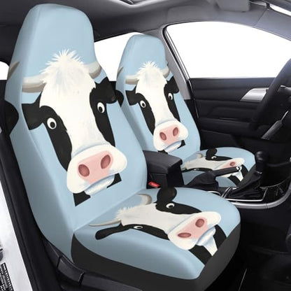 Dujiea Cute Cow Hello Car Front Seat Covers 2 Pcs Universal Auto Seat Covers Front Seats Only, Vehicle Bucket Seat Protectors Fit for Most Car SUV Sedan and Truck - color: Cute Cow Hello