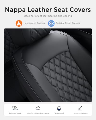 Huidasource Back Seat Cover, Nappa Leather Rear Seat Cover Velcro Adjustable, Compatible with Armrests, Seat Belts, Child Safety Seats, Fit for Most Cars SUVs Trucks (Back Row/Black) - color: 01R# Black01, size: Back Seat Cover