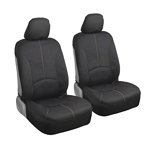 Motor Trend SpillGuard Waterproof Car Seat Covers, Front and Rear Full Set (Beige Stitch) – Neoprene Seat Protectors with Extended Bench Side Coverage for Auto, Truck, Van, and SUV - color: Beige Stitching