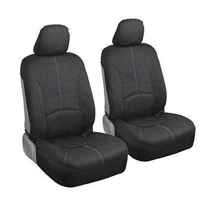 Motor Trend SpillGuard Waterproof Car Seat Covers, Front and Rear Full Set (Beige Stitch) – Neoprene Seat Protectors with Extended Bench Side Coverage for Auto, Truck, Van, and SUV - color: Beige Stitching