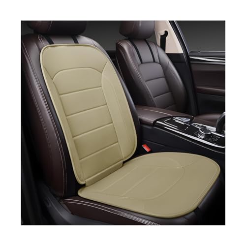 Zpana Car Seat Cushion, Leather Soft Breathable Non-Slip Vehicle Front Driver Seat Cover Pad, Comfortable Auto Interior Chair Protector Cushion, Universal for Truck SUV Sedan (Beige) - color: Beige