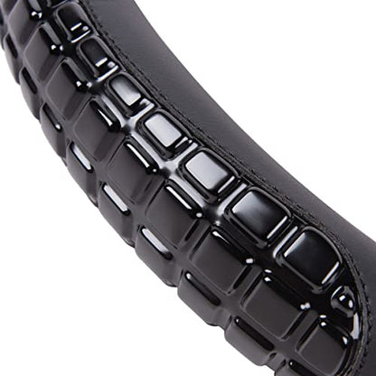 Flying Banner car Steering Wheel Cover Gel Massage Velvet Cool Warm Universal Size 15 inches SUV Truck Anti Slip Odorless Summer Winter (Black Black, Gel Massage) - color: Black Black