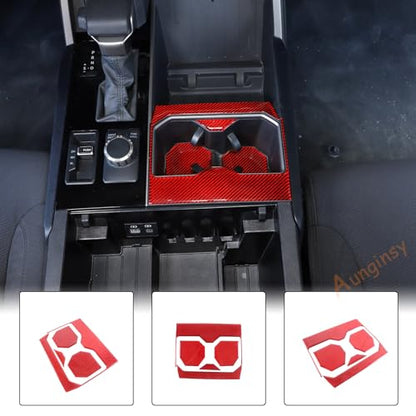Car Front Seat Central Armrest Cup Holder Cup Panel Trim Sticker Compatible with Toyota Tundra/Sequoia 2022-2024 Real Carbon Fiber Center Console Cup Holder Decorative Frame Protect Cover Accessories - size: Central Control Cup Holder Panel Trim