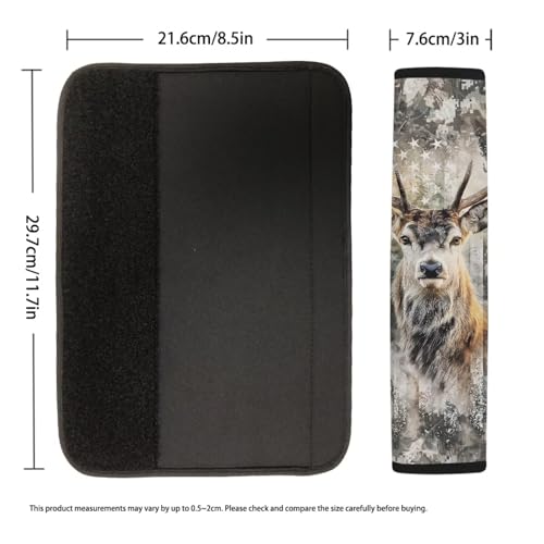 Dolyues Patriotic Seatbelt Covers for Women American Flag Deer Print Seatbelt Cover Universal Fit for SUV Truck Sedan Shoulder Strap Padding 2 Piece Full Set - color: American Flag and Deer Print